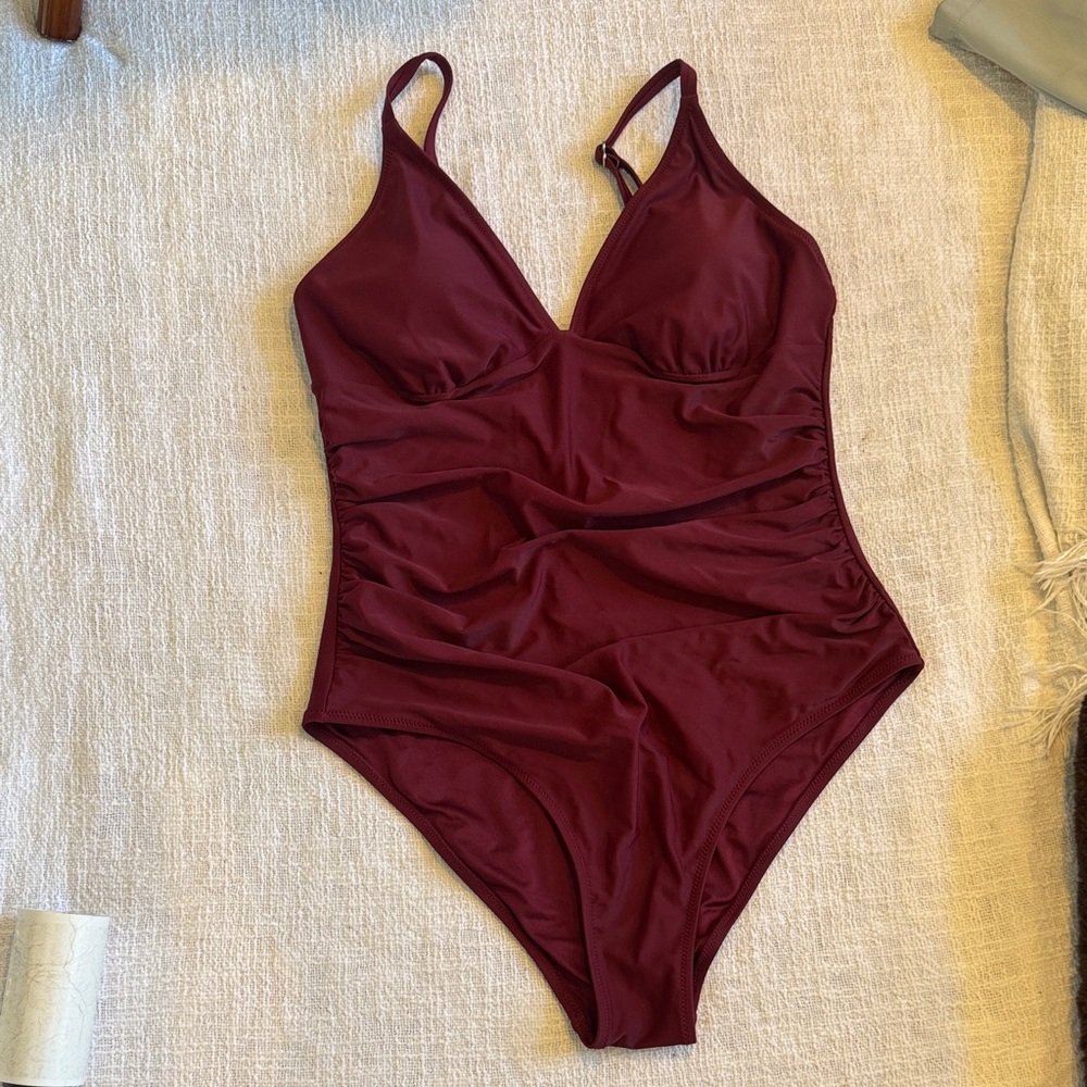 Burgundy One-Piece Swimsuit no tag Cupsie suspect size L